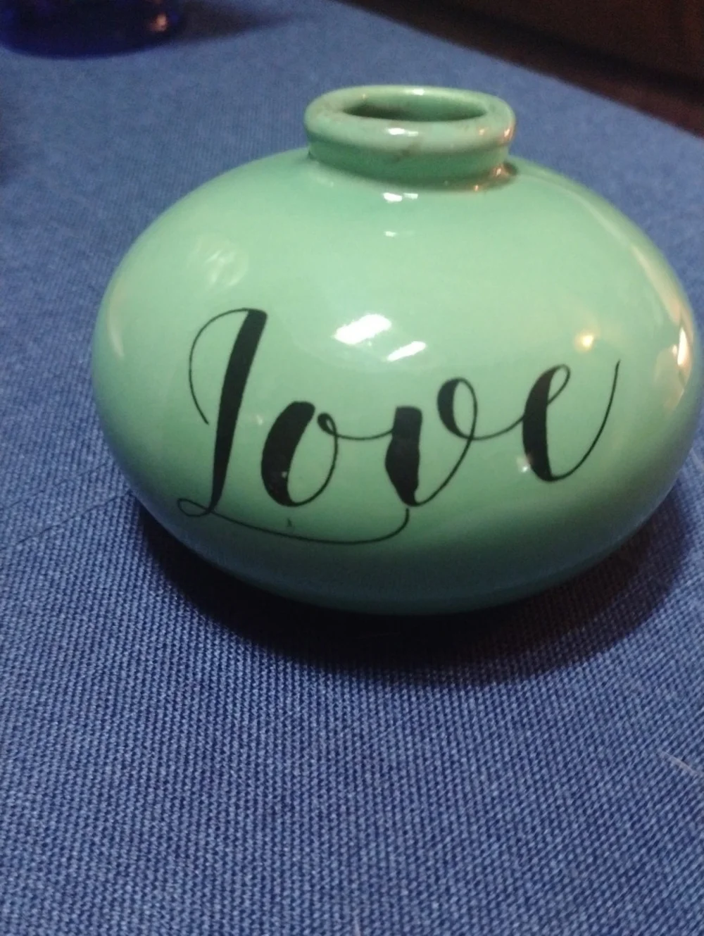 Love Ceramic Vase in Mint Green by